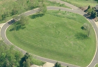An aerial view of Alligator Mound.