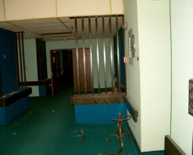 A lobby area in the former patient ward near the padded cells.