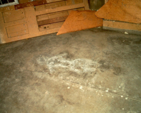 Only the portions of Margaret's body that touched the floor left a mark.