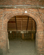 One of the cool arched doorways that led between the attic's rooms.