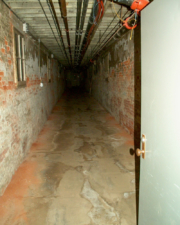 We had to walk down this long, dark, foreboding, narrow hallway to exit the basement.
