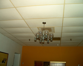 An old lighting fixture in the lobby area.