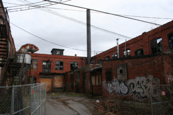 The courtyard and shipping/receiving area for the B&T Metals company.