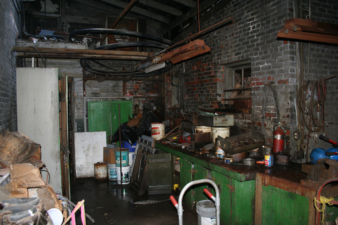 A couple of work benches adjacent to the receiving office.