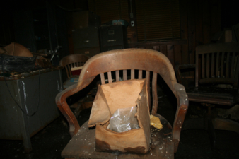 A few old wooden office chairs remained as well.