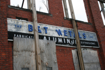 The former main entrance to the B&T Metals building.