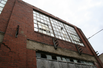 Old wire connectors along the west side of the B&T Metals building.