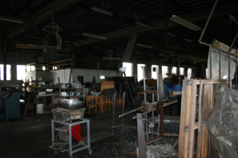 Some of the space inside the building was being used for storage.