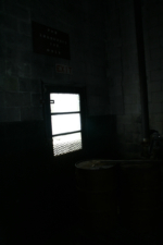 An emergency exit at the southwest corner of the building.