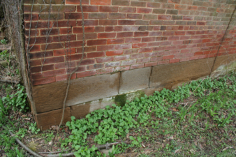 The building's foundation was made from these large sandstone blocks.