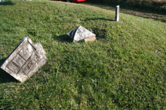 A few of the broken tombstones.