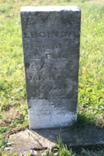 Lucinda Flick's tombstone. We believe the date of death listed on the stone read July 17, 1863.