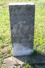 Lucinda Flick's tombstone. We believe the date of death listed on the stone read July 17, 1863.