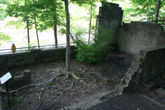 The cinder block remnants of the Champion Electric Company.
