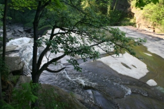 Man made channels were apparent in the rock. They were probably used to direct water for the grist mill.