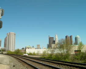 Looking east toward downtown Columbus and the now-demolished Veteran's Memorial.