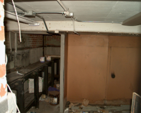 Looking into the basement from the outside window.