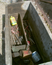 This old toolbox outside still contained tools and spare parts.
