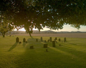 This was likely the original section of the cemetery. The land was once owned by a man named Smiley Caldwell.