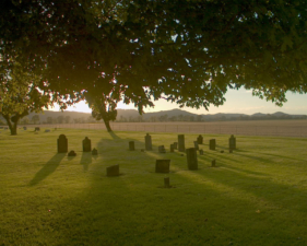 This was likely the original section of the cemetery. The land was once owned by a man named Smiley Caldwell.