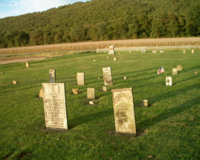 The tombstones of James Moffitt and Ann Kerney. James died on July 10, 1843 at 30-years old and Ann died on April 14, 1847 at 58.
