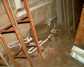 Sections of an antenna tower and an old ose were in the building as well.