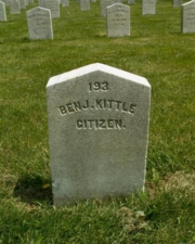 This tombstone belonged to Benjamin Kettle, the only citizen we found buried in the cemetery.