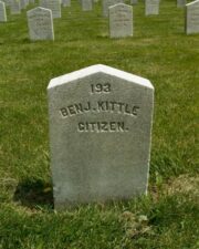 This tombstone belonged to Benjamin Kettle, the only citizen we found buried in the cemetery.