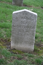The tombstone of W. Marcum of Co. B, 34 Batt'n VA. CAV.