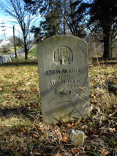 The tombstone of Adam Alkire. Born in 1777, Adam died on August 21, 1862 at 85-years-old.