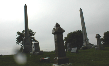 A couple of the cemetery's taller monuments.