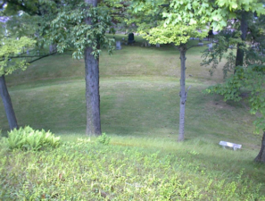 Looking down to the ditch that surrounded the mound.