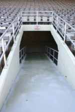 Looking down the ramp, back toward the main concourse from the stadium's seating area.