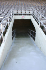Looking down the ramp, back toward the main concourse from the stadium's seating area.