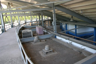 Looking down the ramp toward the main concourse and above the concession stands.