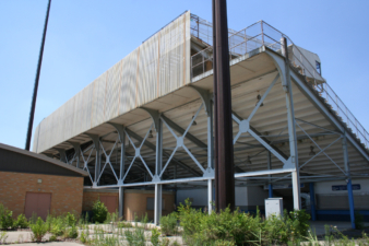 The south side of Cooper Stadium as seen after walking through the pavilion gate.