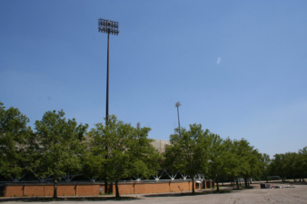 Walking up to the stadium from the parking lot.