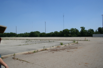 The large parking area on the south side of the stadium.