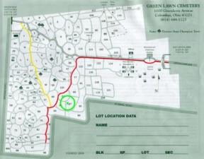 The green circle with the X marks where Snook was buried.