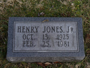 The tombstone of former taxi driver Henry Jones, Jr. He died at 55-years-old on February 25, 1981. His burial was likely one of the last at the cemetery.