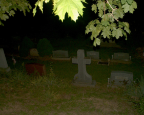 Looking down the hill to the cemetery grounds.