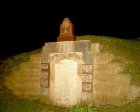 The Harmon family's tomb had a granite clock on top that was stopped at 12:00.