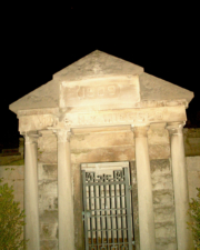 This mausoleum was built into the hillside in 1909.