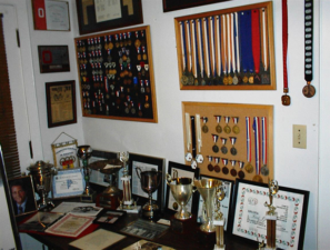 The trophy room of an Eaton track star.
