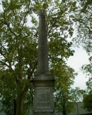 The monument at the center of the cemetery.