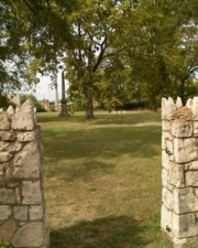 The entrance to the cemetery from River Street. The gate had been gone for some time.