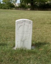 Private Samuel Scott, Jr's replacement stone. He served as a Private during the Civil War and died from a disease in December 1861.