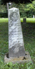 The tombstone of eight month old William Railsback. He died in 1809.