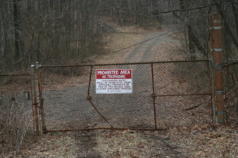 A closer look at the gate that blocked a once public road.