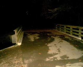 The second bridge was near the center of the park.